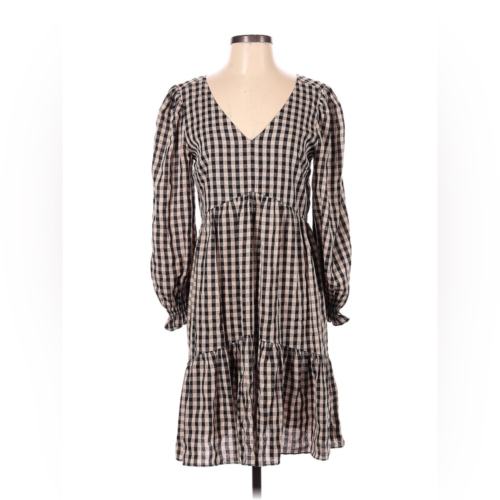 Lucy Paris gingham plaid long sleeve Flowy dress size small